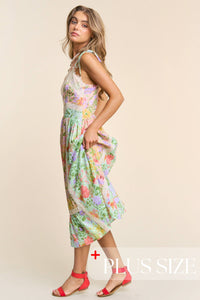 Thumbnail for Plus size Spaghetti Multicolor Floral Print 1x -3x