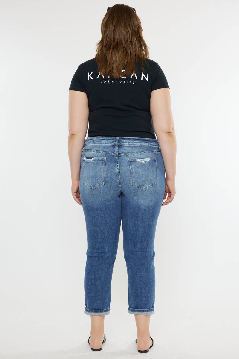 KanCan Jeans Plus Size Boyfriend Jean KC8631M-P: MEDIUM Denim