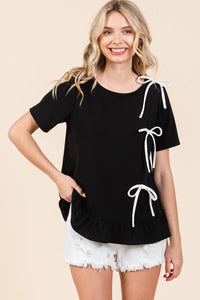 Thumbnail for 3-Bow Short Sleeve Top