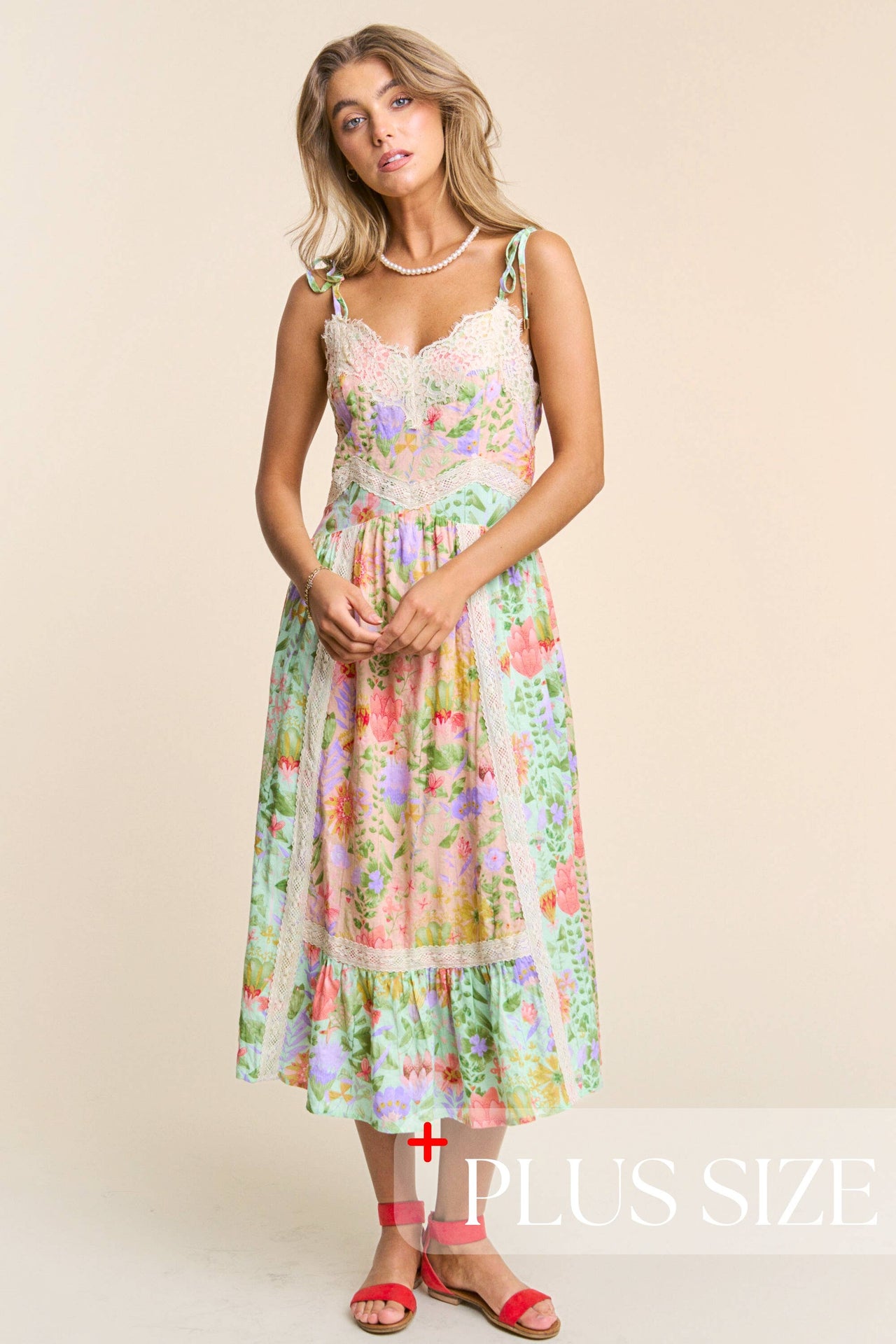 Plus size Spaghetti Multicolor Floral Print 1x -3x