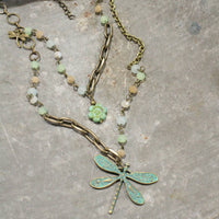 Thumbnail for Picasso Wildflower Glass Bead Dragonfly Necklace