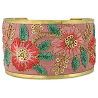 Thumbnail for Soft Pink Floral Embordered Cuff Bracelet