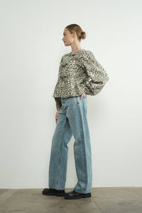 Thumbnail for ANIMAL LONG SLEEVE ANIMAL PRINT BOW TIE BLOUSE