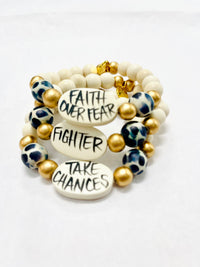 Thumbnail for Affirmation Word Beaded Bracelets Inspirational - Black Dot - Large Oval: