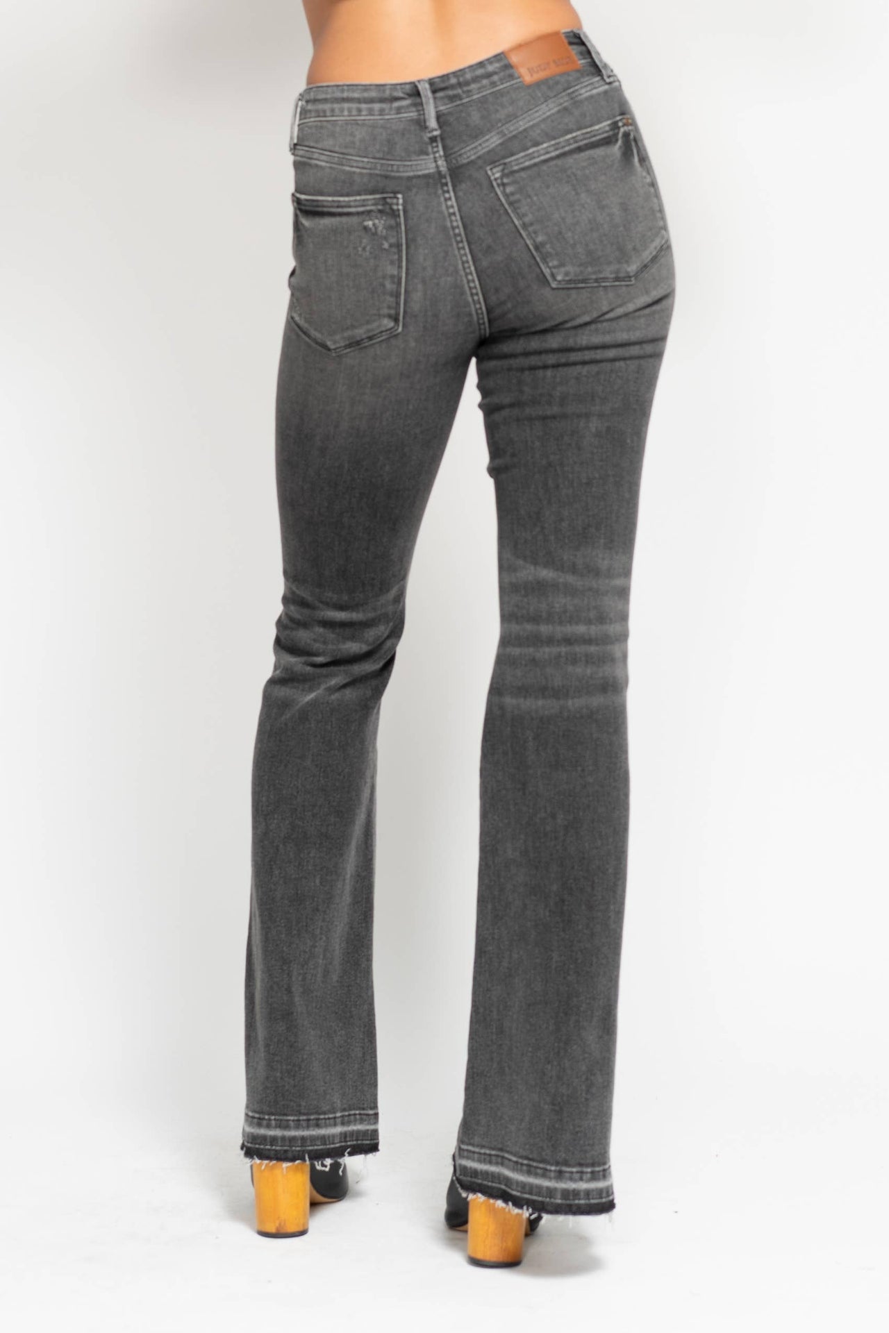 MR Tummy Control Washed Gray Release Hem Flare