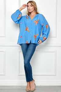 Thumbnail for EMBROIDERED PAPAYA WOVEN BLOUSE