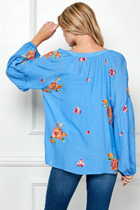 Thumbnail for EMBROIDERED PAPAYA WOVEN BLOUSE