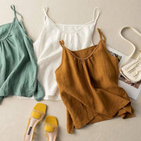 Thumbnail for Cotton Linen Camisole Tank Top