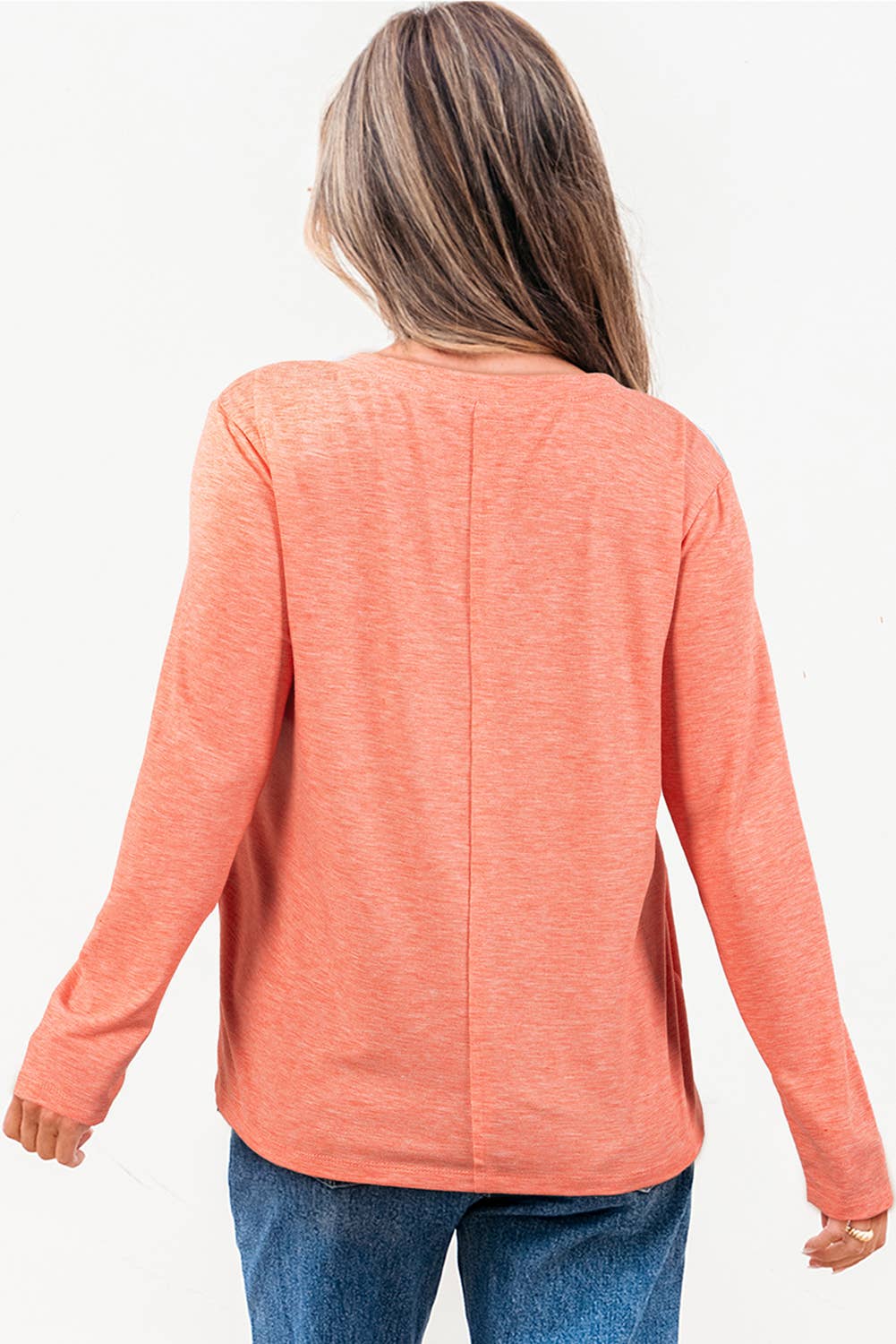Flower Patch V Neck Long Sleeve Pullover