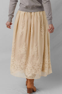 Thumbnail for Grace  Embroidered mesh  Maxi Skirt | Layered Lace Detail