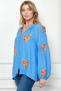 Thumbnail for EMBROIDERED PAPAYA WOVEN BLOUSE