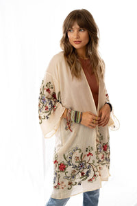 Thumbnail for Fun In Florals Kimono - Cream