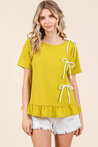 Thumbnail for 3-Bow Short Sleeve Top