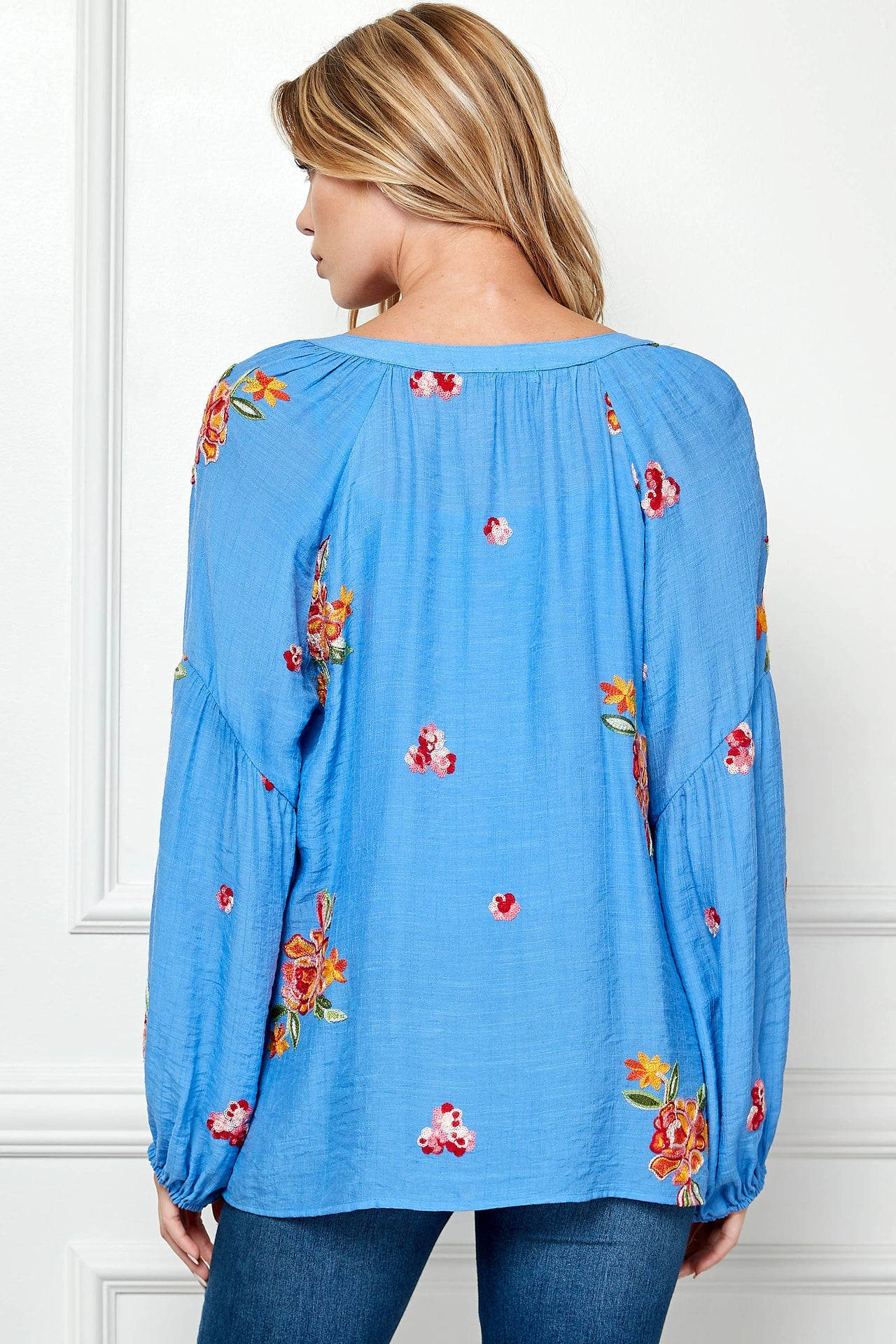 EMBROIDERED PAPAYA WOVEN BLOUSE