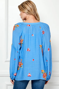 Thumbnail for EMBROIDERED PAPAYA WOVEN BLOUSE