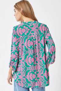 Thumbnail for 3/4 Sleeve Lizzy Wrinkle Free Blouse: Emerald Pink