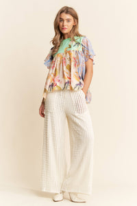 Thumbnail for Floral Print Flowy Boho Top