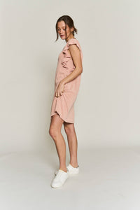 Thumbnail for Solid ribbed ruffled short dress KRD4286