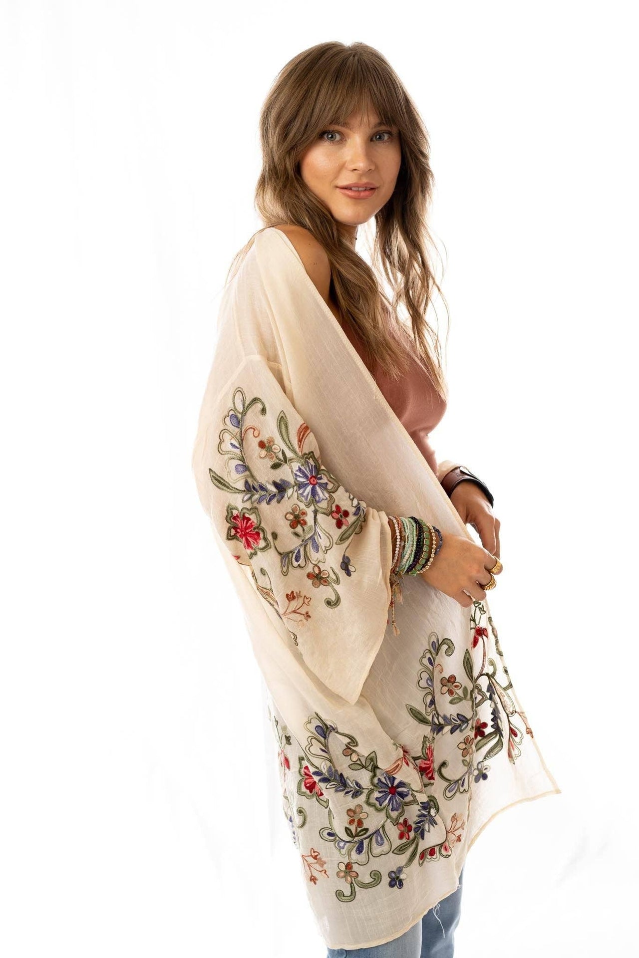 Fun In Florals Kimono - Cream