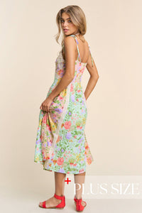 Thumbnail for Plus size Spaghetti Multicolor Floral Print 1x -3x