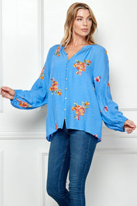 Thumbnail for EMBROIDERED PAPAYA WOVEN BLOUSE