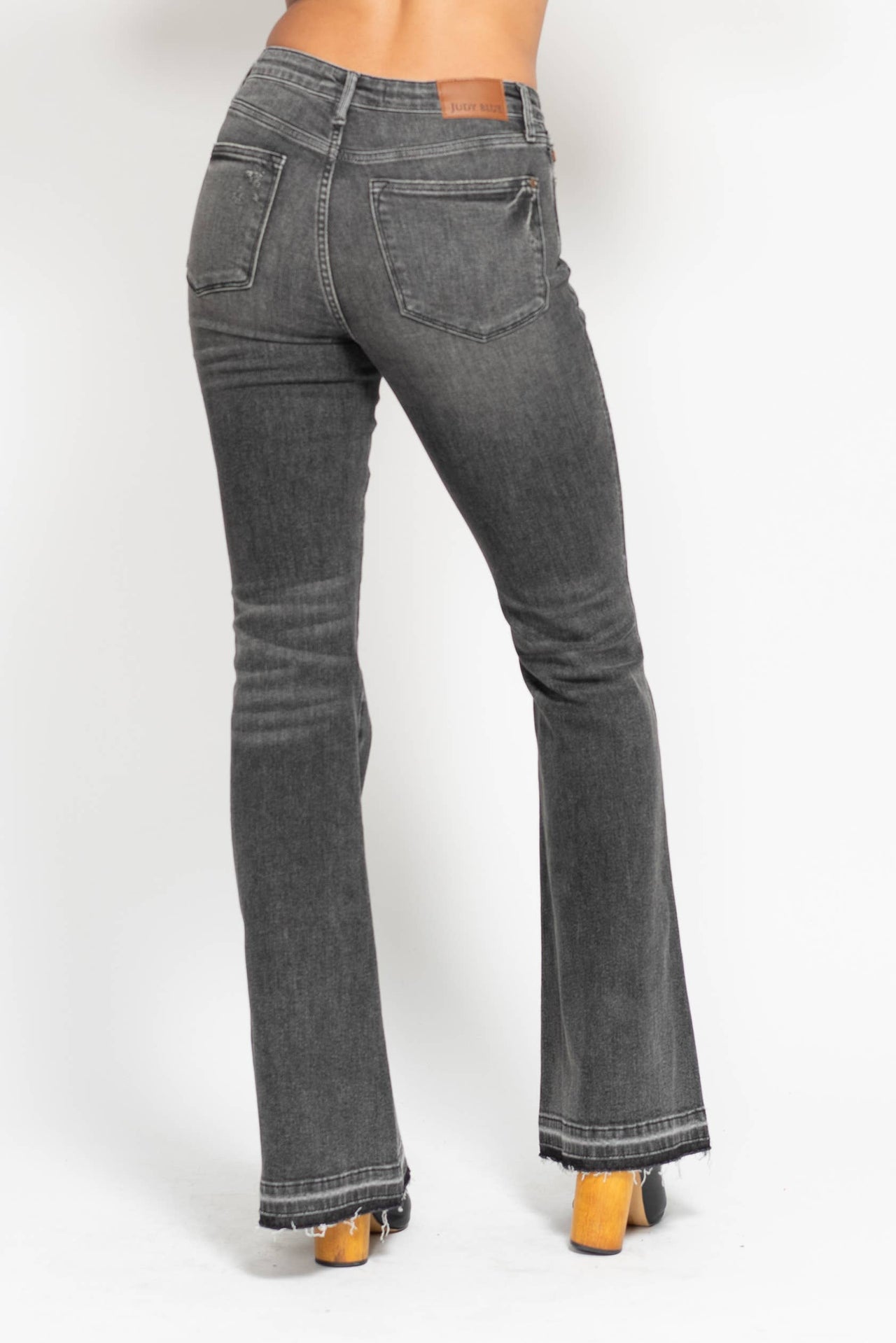 MR Tummy Control Washed Gray Release Hem Flare