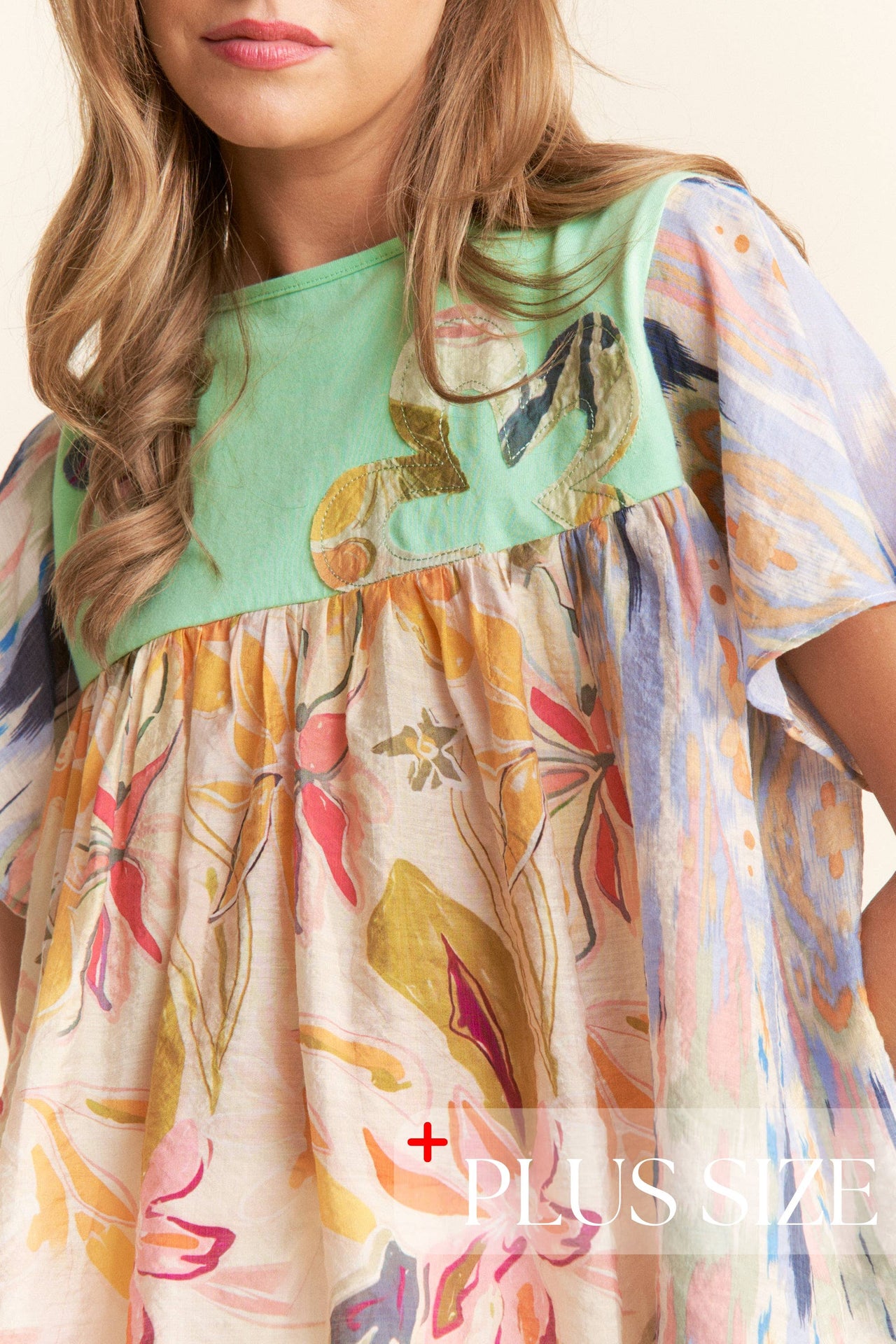 Floral Print Flowy Boho Top Curvy 1X-3X