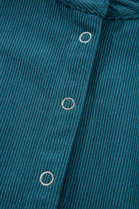Thumbnail for Corduroy Buttoned High Waist Bracelet Sleeve Dress