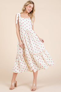 Thumbnail for Plus Strawberry Tiered Midi Sundress