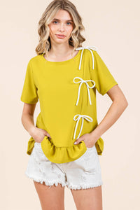 Thumbnail for 3-Bow Short Sleeve Top