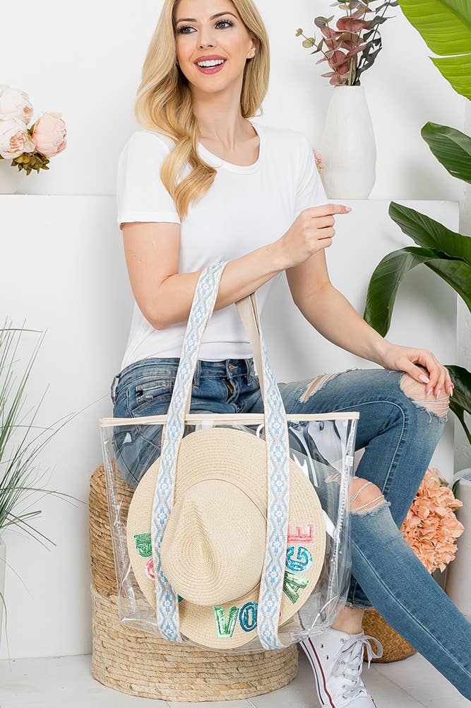 Hat Carrying Clear Tote Bag: Navy