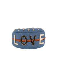 Thumbnail for Petite gold stone studded denim crossbody