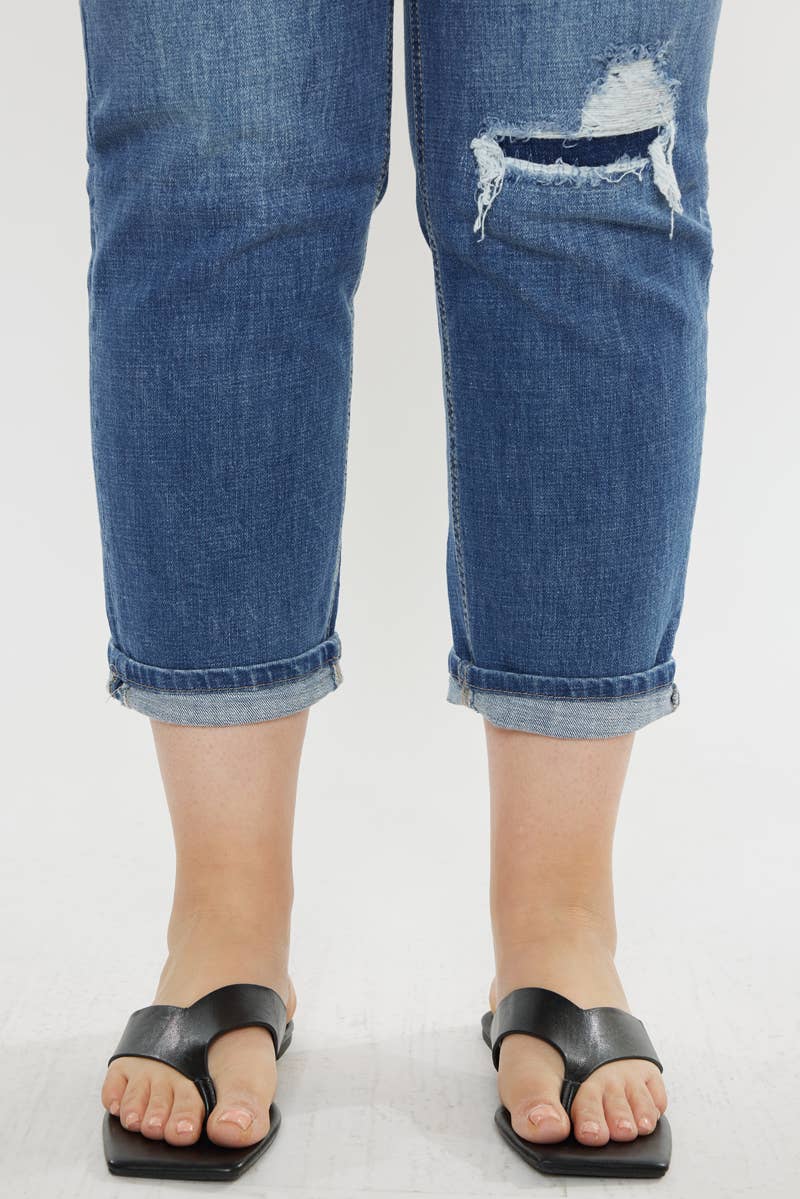 KanCan Jeans Plus Size Boyfriend Jean KC8631M-P: MEDIUM Denim