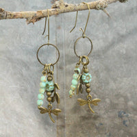 Thumbnail for New Beginnings Dragonfly & Bronze Metal Charmers Earrings
