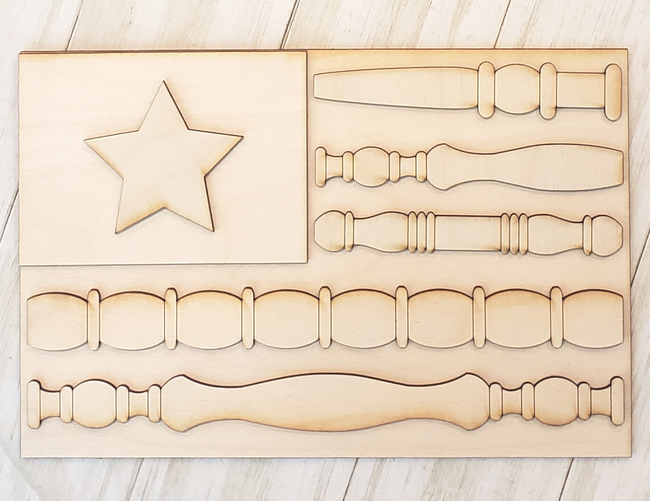 Spindle Flag 3-D Layered Wood Blank