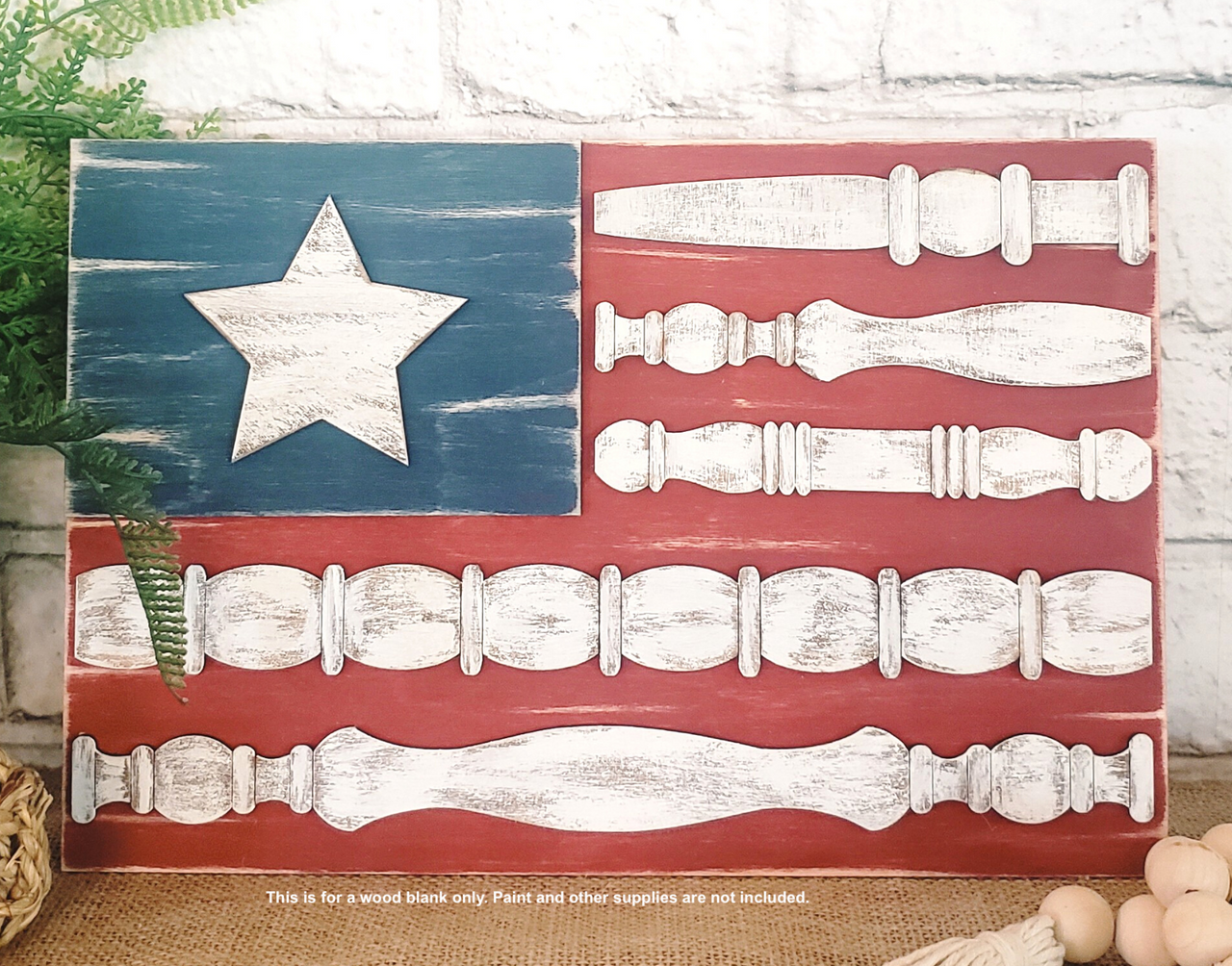 Spindle Flag 3-D Layered Wood Blank