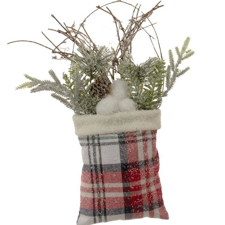 Crimson Plaid Pine Pocket - 5.25 x 16 in - Rubbish Restyled