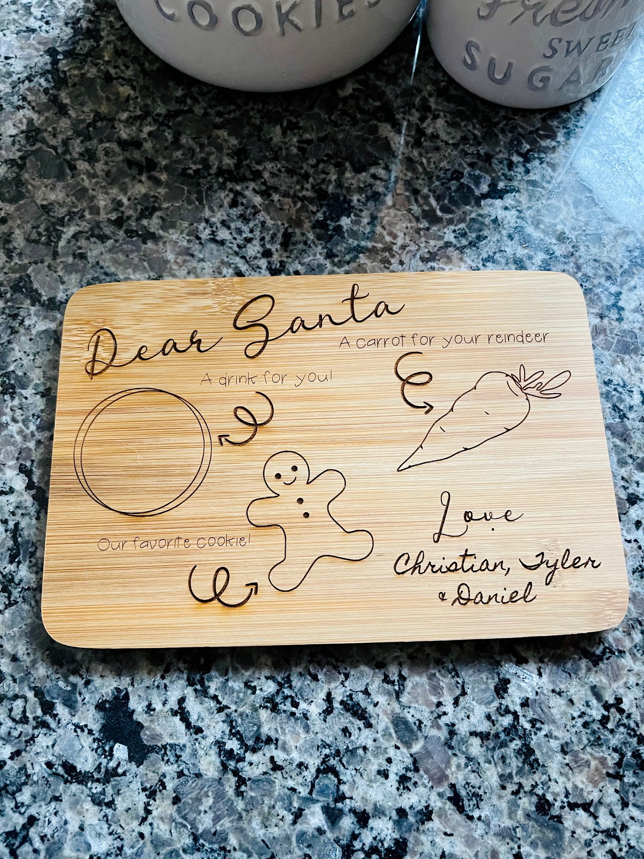 Dear Santa custom name engraved tray
