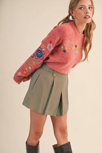Thumbnail for FLORAL EMBROIDERY PULLOVER SWEATER MSW10963