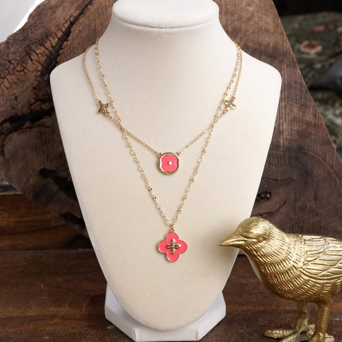 Clover Dainty Layered Necklace – Gold Tone & Color Options