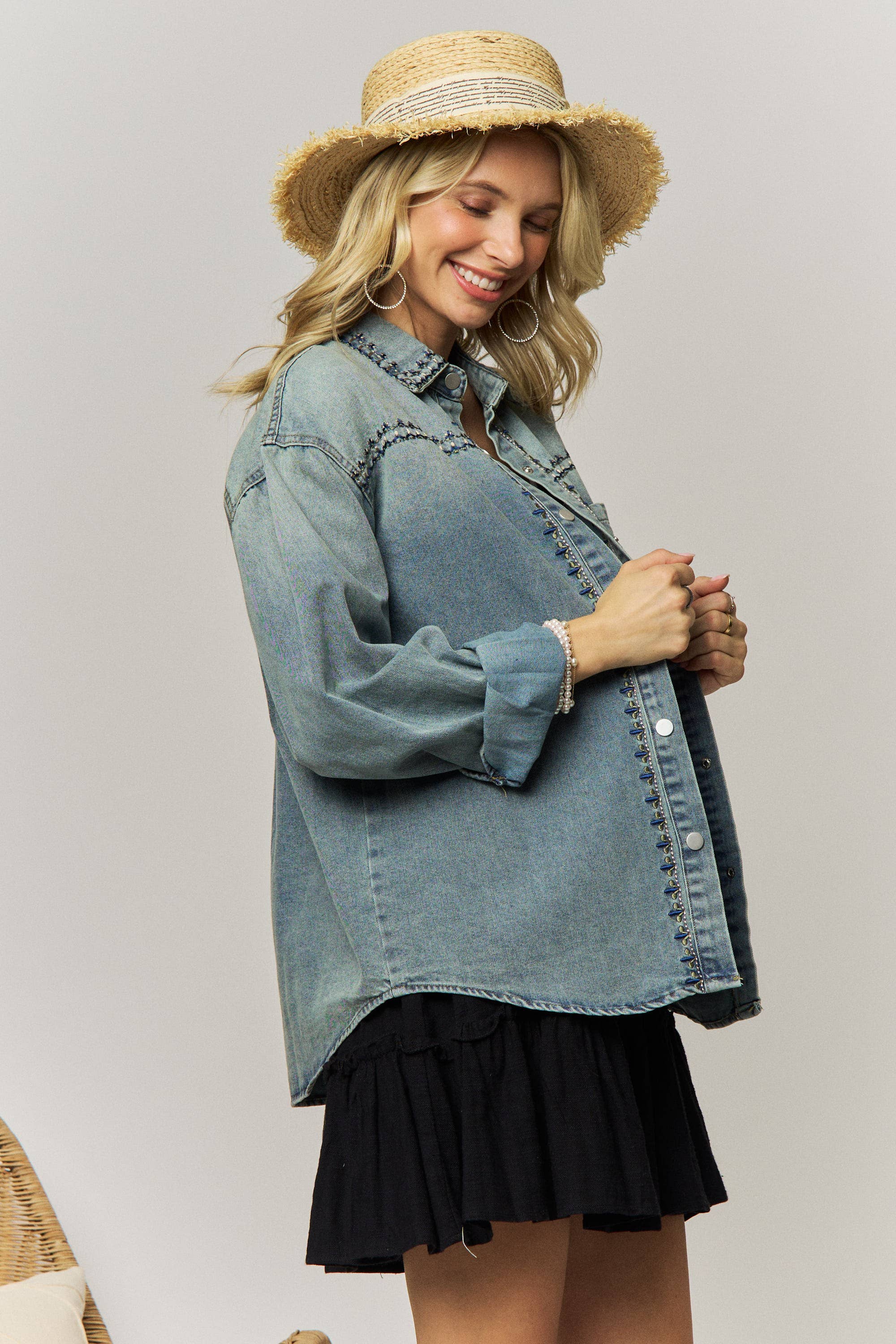 The Sabine Embroidered Denim Shirt