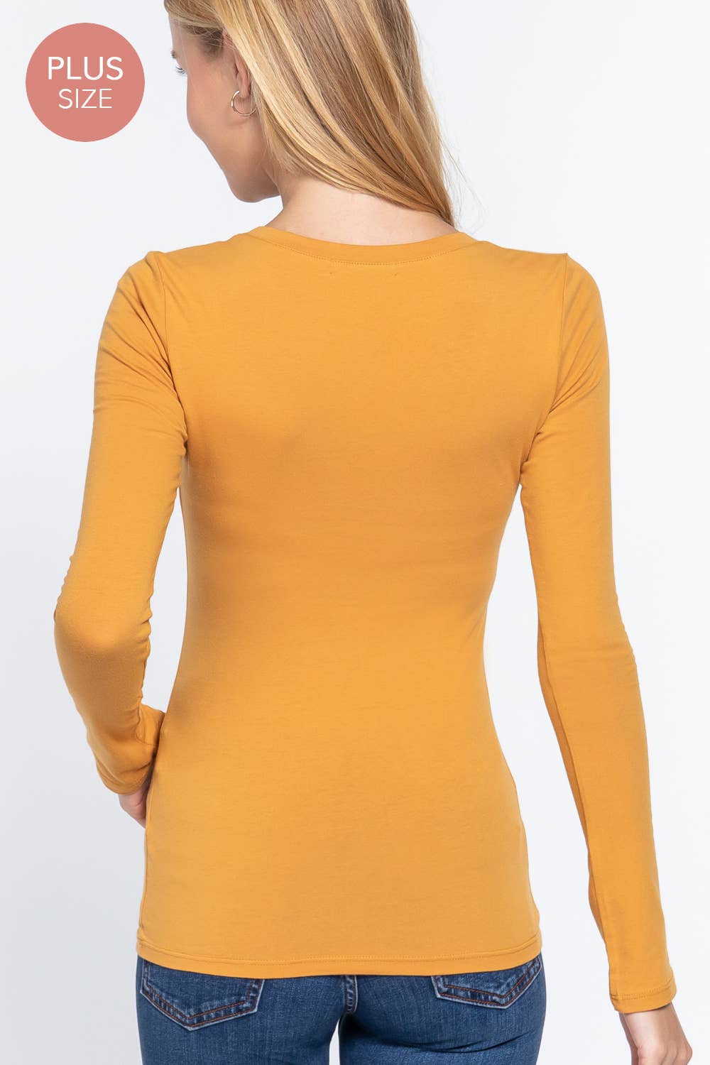 [PLUS SIZE] Long Sleeve Scoop Neck Top