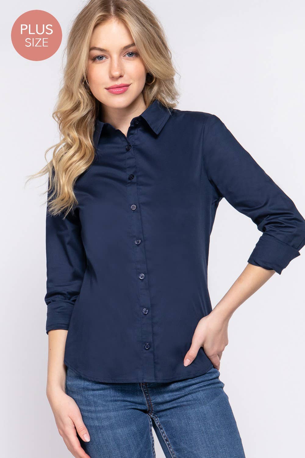 The Vivienne Shirt - Curvy, Stretch Cotton Button Down