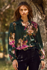 Thumbnail for Plus Floral Printed Long-sleeve Blouse