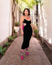 Thumbnail for English Rose Black Sheer Crew Sock