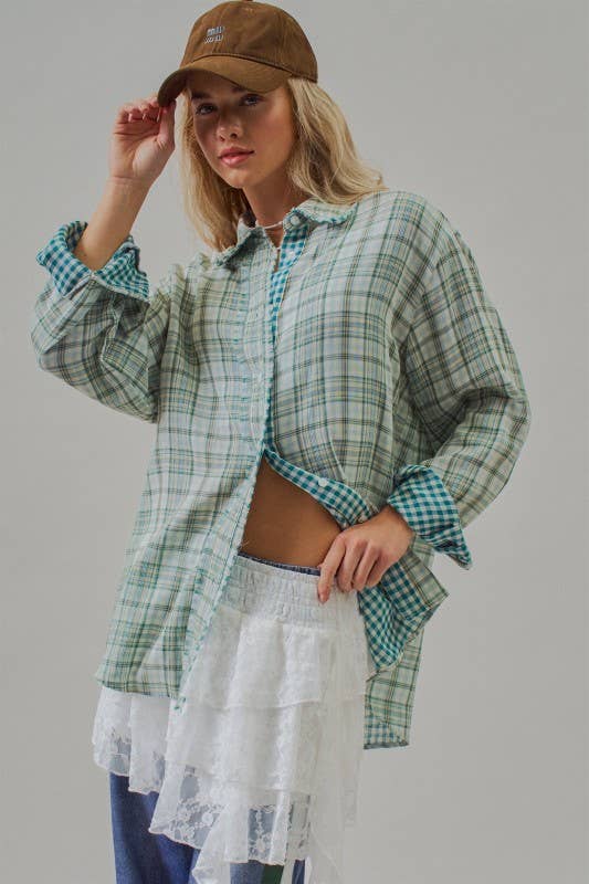 The Élodie Shirt, Reversible Double Gauze Plaid Button Down