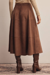 Thumbnail for Stretched Suede A-Line Midi Skirt FSK0023
