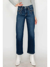Thumbnail for PLUS SIZE - TUMMY CONTROL WESTERN DETAIL STRAIGHT JEANS