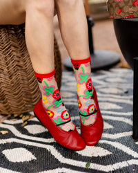 Thumbnail for Lucky Ladybug Sheer Crew Sock
