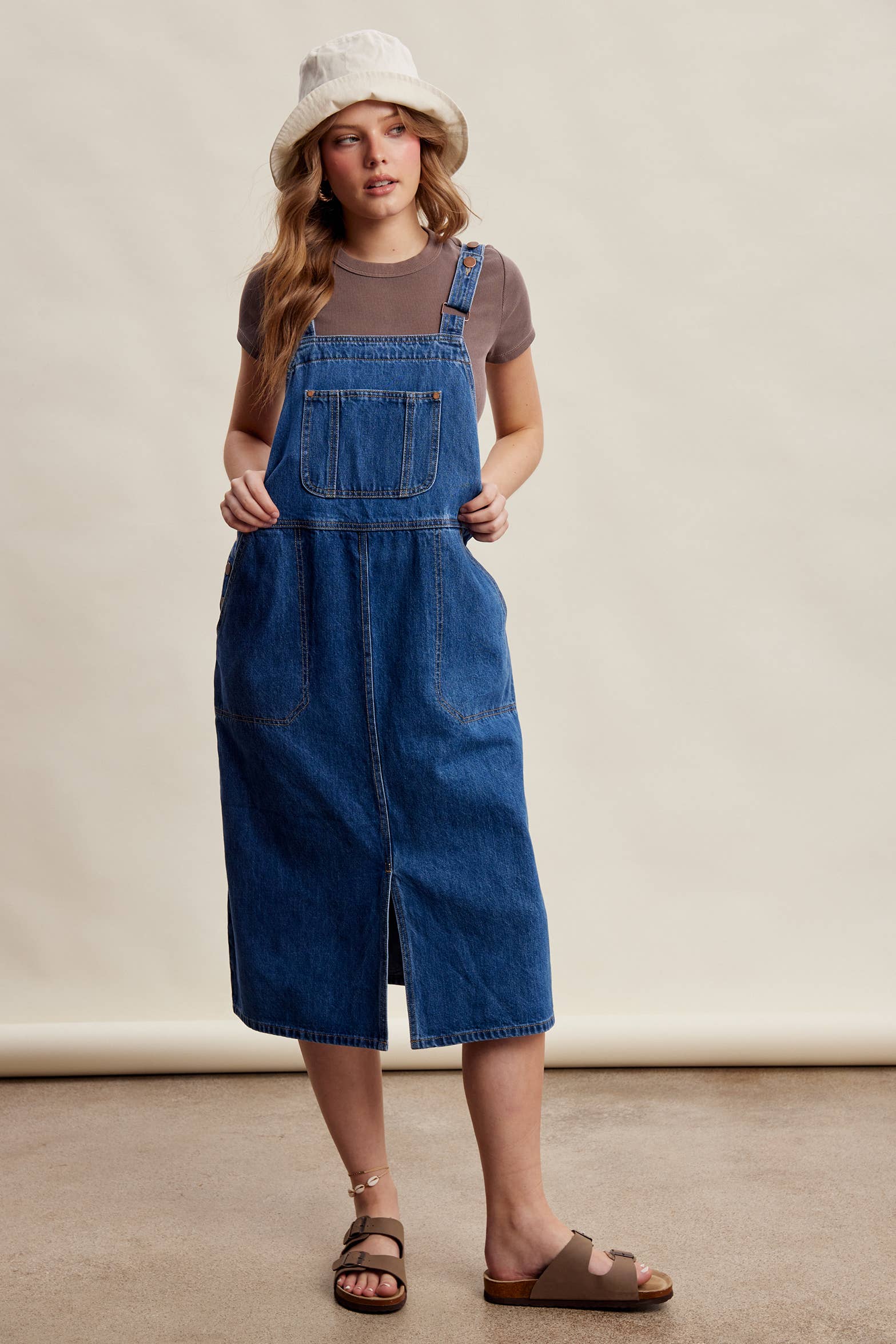 The Juliette Dress, Denim Overall Midi Dress